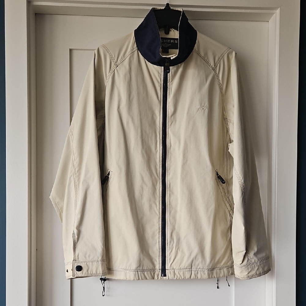 Dockers Cream Lightweight Jacket with Navy Collar